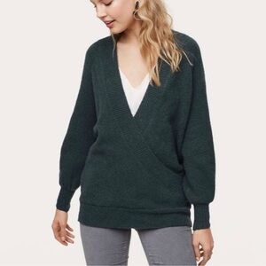 LOFT Dark Green V-Neck Sweater XL Extra Large‎ Loose Fit Oversized NWT